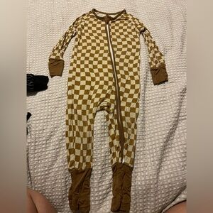 Brown and White Checkered bamboo romper